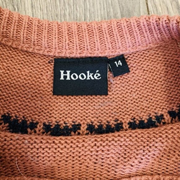 Hooke Knit Sweater Dress Teens Size 14 Long Sleeve Elbow Patches Norway Nordic - Picture 10 of 14